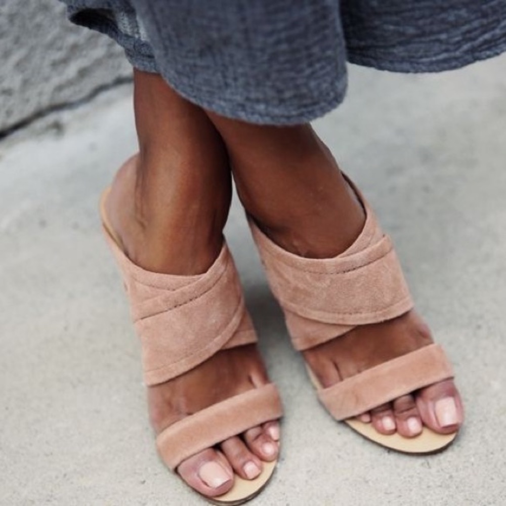 RAG & BONE Shaw Mule Wedge Sandals in Macaroon Rose